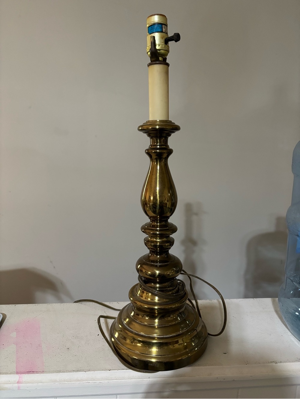 Vintage 70's Brass Finish Table Lamp Base - Polished Brass Accent